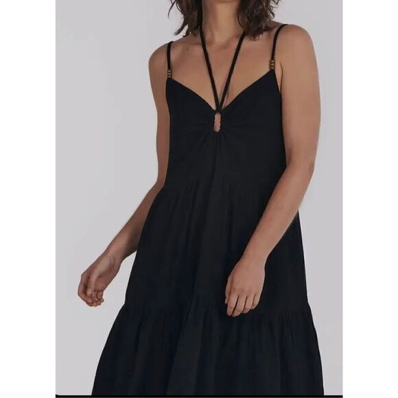 Charlie Holiday Women's Black Harlow Keyhole Cotton Maxi Dress Size US 8 - Picture 10 of 10